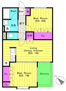 クリオ南多摩【4階】の間取り