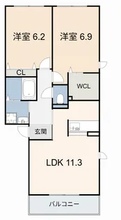 ルミエール割木【1階】の間取り