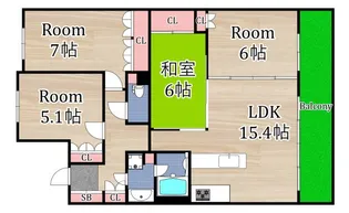 ライオンズガーデン城東【4階】の間取り