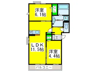 エヴァンタイユ羽衣B棟【1階】の間取り