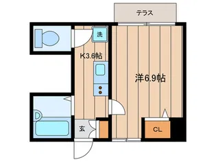 オ-ク五本木【1階】の間取り