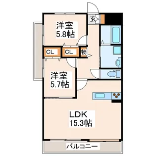 フリューション上南部壱番館【2階】の間取り