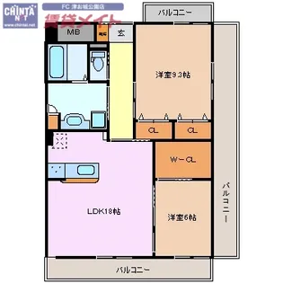 コーディアルコート 津【9階】の間取り