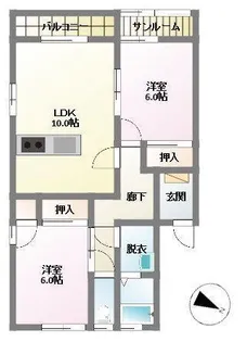 2LDKの間取り画像