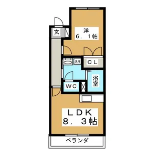 ボヌール泉中央【3階】の間取り