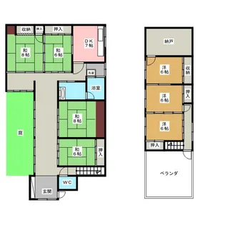 岐阜県美濃市前野【一戸建】の間取り