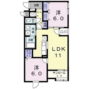 ラ・ブランシュ【1階】の間取り