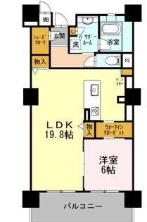 ロイヤルパークスERささしま SOUTH【6階】の間取り