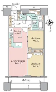 Tomihisa Cross コンフォートタワー 富久クロスコンフォー【13階】の間取り