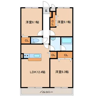 ERMスクウェアガーデン南館【2階】の間取り