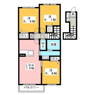 シャーメゾン レブレントA【2階】の間取り