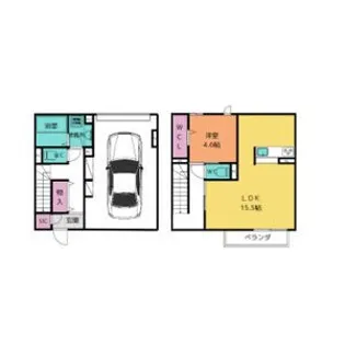 ガレージハウス朝宮B棟の間取り