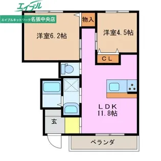 エトワール美旗II【1階】の間取り