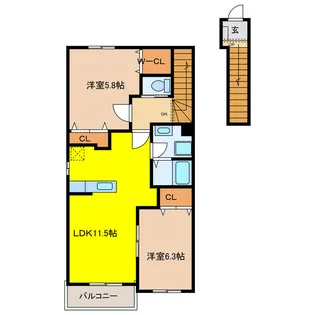 ジュネス一町田【2階】の間取り