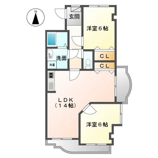 2LDKの間取り画像