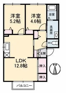 コーポ中的場 II棟【2階】の間取り
