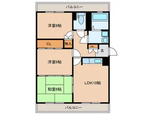 旭ホール・五代【2階】の間取り