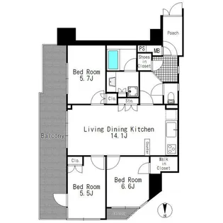 ニューシティアパートメンツ西大島【6階】の間取り