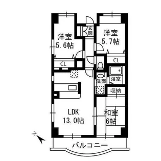フルールポワール向ヶ丘【4階】の間取り