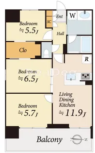 ラグゼナ八王子寺町【2階】の間取り