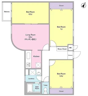 グロリア学芸大【3階】の間取り