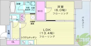 シュロスミーナ晩翠通【4階】の間取り