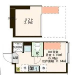 グロワール明大前【1階】の間取り