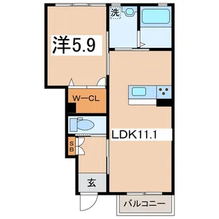 シャーメゾンアヴァンスXIII【1階】の間取り