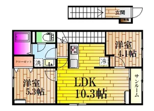 シャトーKINKI A棟【2階】の間取り