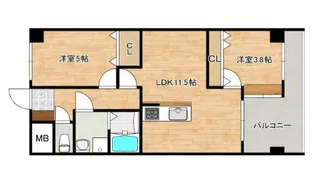 宇品ハイツ【4階】の間取り