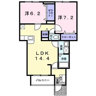 パ-クサイドメゾンA【1階】の間取り