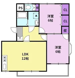 岩井川タウンハウスII【1階】の間取り
