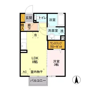 シャトー・デュ・ボヌール B【2階】の間取り