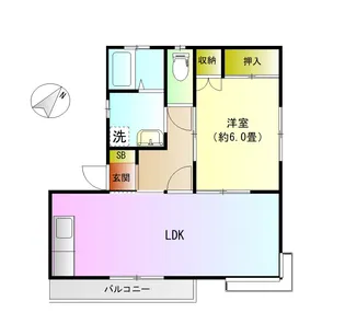 横山ハイツ B【1階】の間取り