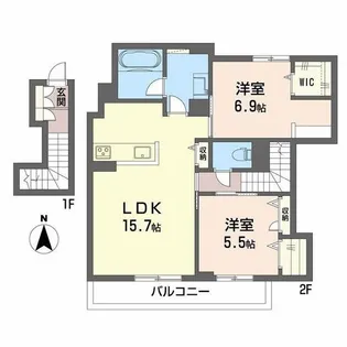 リバーサイド長岡II【2階】の間取り