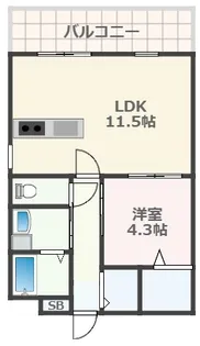 1LDKの間取り画像