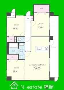 福岡県福岡市早良区百道3【マンション】の間取り
