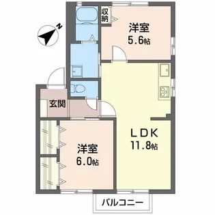 ディアスタウン D棟【2階】の間取り
