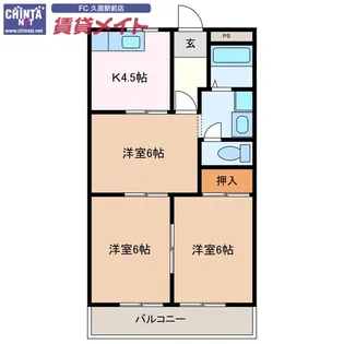 ダイヤマンションA・B棟【1階】の間取り