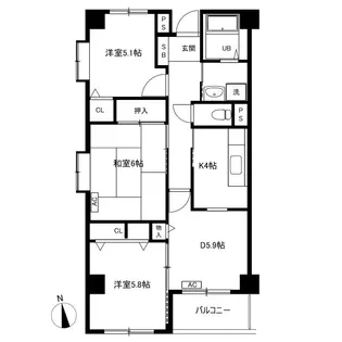 ソシエ南長崎【3階】の間取り
