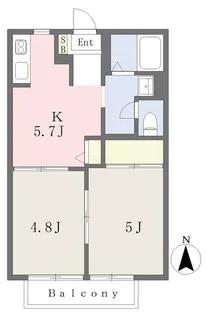 ドエル富田B【2階】の間取り