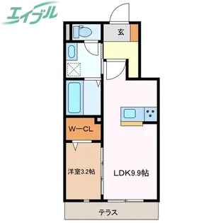 ユアメゾン北浜【1階】の間取り