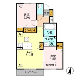 メゾン・ド・クロワール/ハーモニーランド ハーモニーランド【1階】の間取り