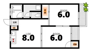 舟入プラザ【6階】の間取り
