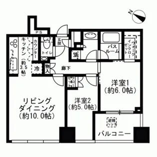 プレミストタワー白金高輪【26階】の間取り