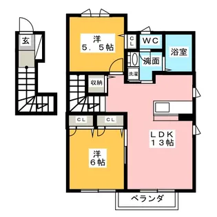 シャルム長田 B棟【2階】の間取り