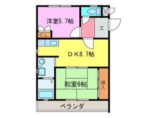仲谷ハイツC【2階】の間取り