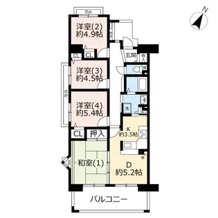 URコンフォールさがみ南【4階】の間取り