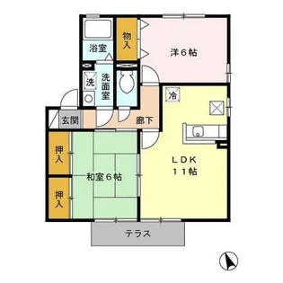 サンフローラ一ツ葉【1階】の間取り