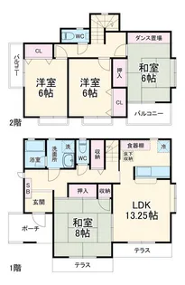 神奈川県横浜市青葉区荏田西5【一戸建】の間取り